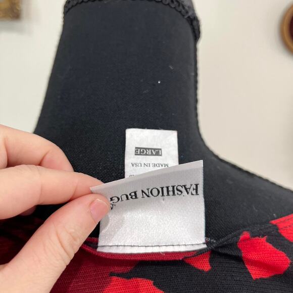 Vintage Y2K Fashion Bug Red Rose Mesh Bell Sleeve Top size L - Picture 3 of 5